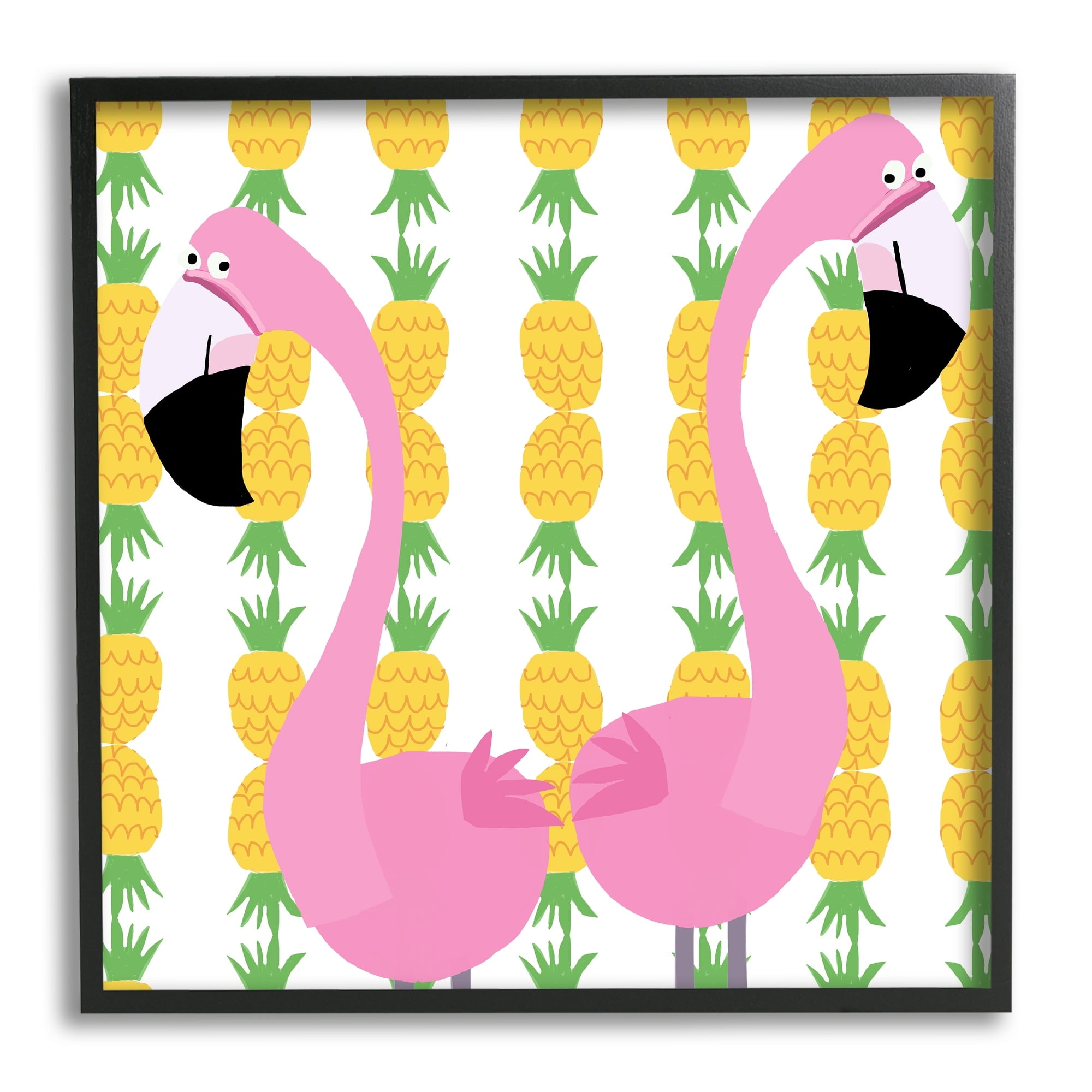 Stupell Industries Kids' Pink Flamingo Pair Pineapple Stripe Pattern, 17 x 17,Design by Carla Daly