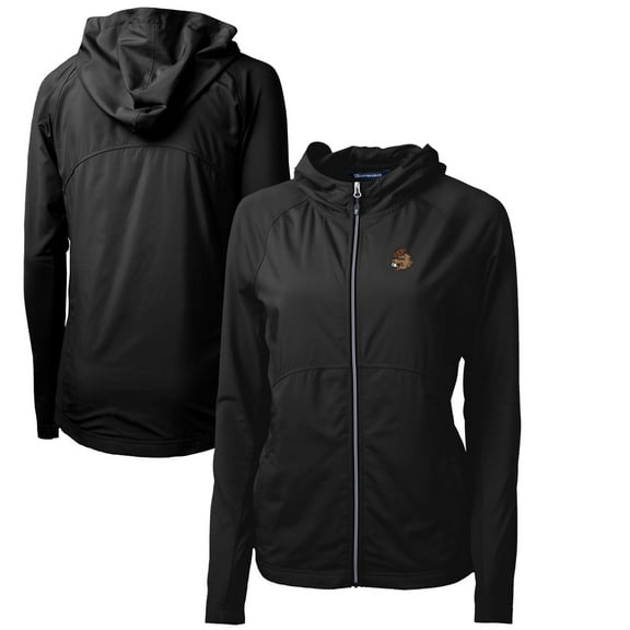 Women's Cutter & Buck Black Oregon State Beavers Adapt Eco Knit Hybrid Recycled Full-Zip Hoodie