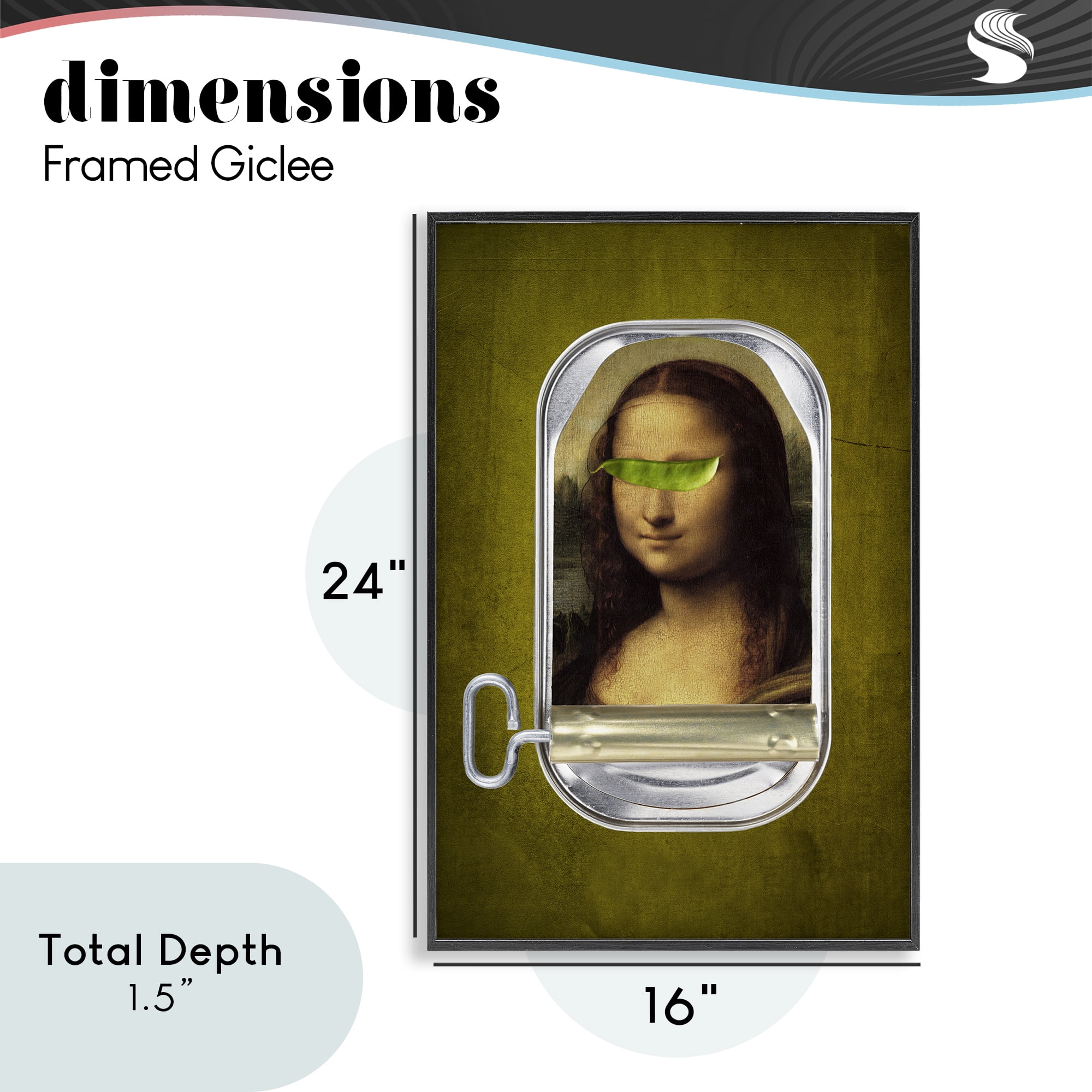 Canned Mona Lisa Black Framed Giclee Art, design by Elo Marc