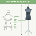 thumbnail image 5 of PayLessHere Female Mannequin Torso, Adjustable 49.6-63.4", Foam & Wooden Tripod Stand, Grey, 5 of 8