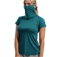 thumbnail image 2 of Penkiiy Women's Casual UV Blocking Short Sleeve Top with Face Mask UPF 50+ Lightweight Sun Protection Shirt - Breathable Rash Guard for Outdoor Activities, 2 of 7