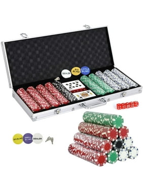 ZENSTYLE 500 Poker Chip Set 11.5 Gram Dice Style Clay Casino Poker Chips w/Aluminum Case Cards Dices Blind Button for Texas Holdem Blackjack Gambling
