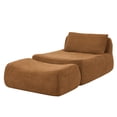 thumbnail image 5 of Bean Bag Chair Large Indoor Beanbag Sofa, Lazy Beanbag with Waist Pillow&Ottoman for Bedroom (Orange), 5 of 7