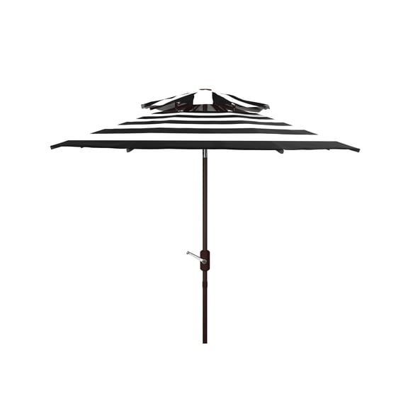 Safavieh Iris Fashion Line 9ft Metal Double Top Market Umbrella in Black/White