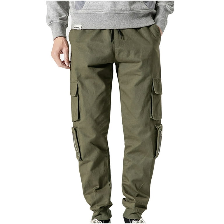 Summer Savings Clearance 2023,AXXD Classic Twill Relaxed Fit Work Wear Cargo  Pants Cargo Pants Men Army Green L 