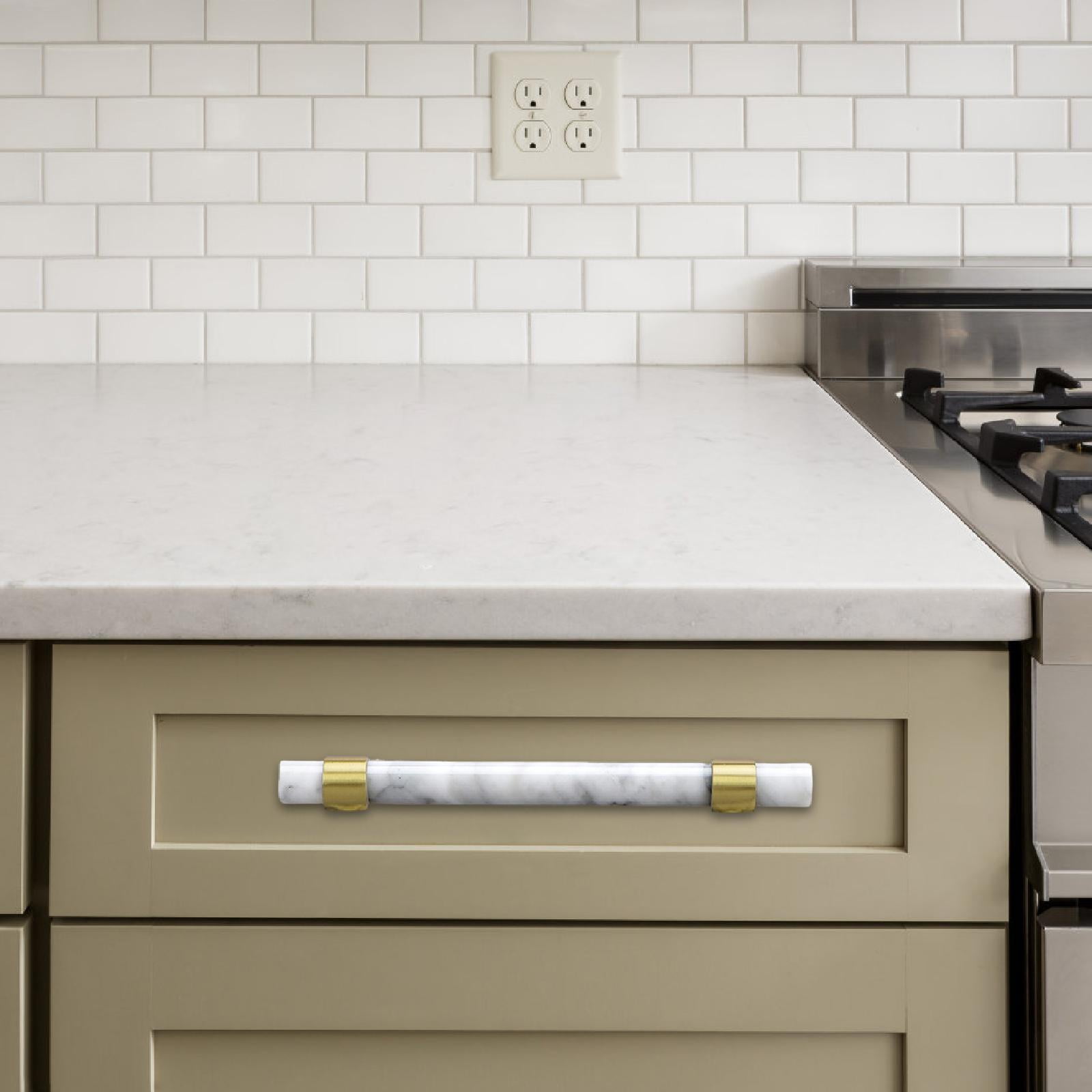 Drawer Handle Cabinet Pull Marble Bar Elegant Brass Construction for Kitchen Bathroom Dresser Furniture