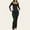 Black, variant on Women's Cozy Matching Lounge Set Flared Pants Low Waist Loungewear Casual Two Piece Pajama Set, Black