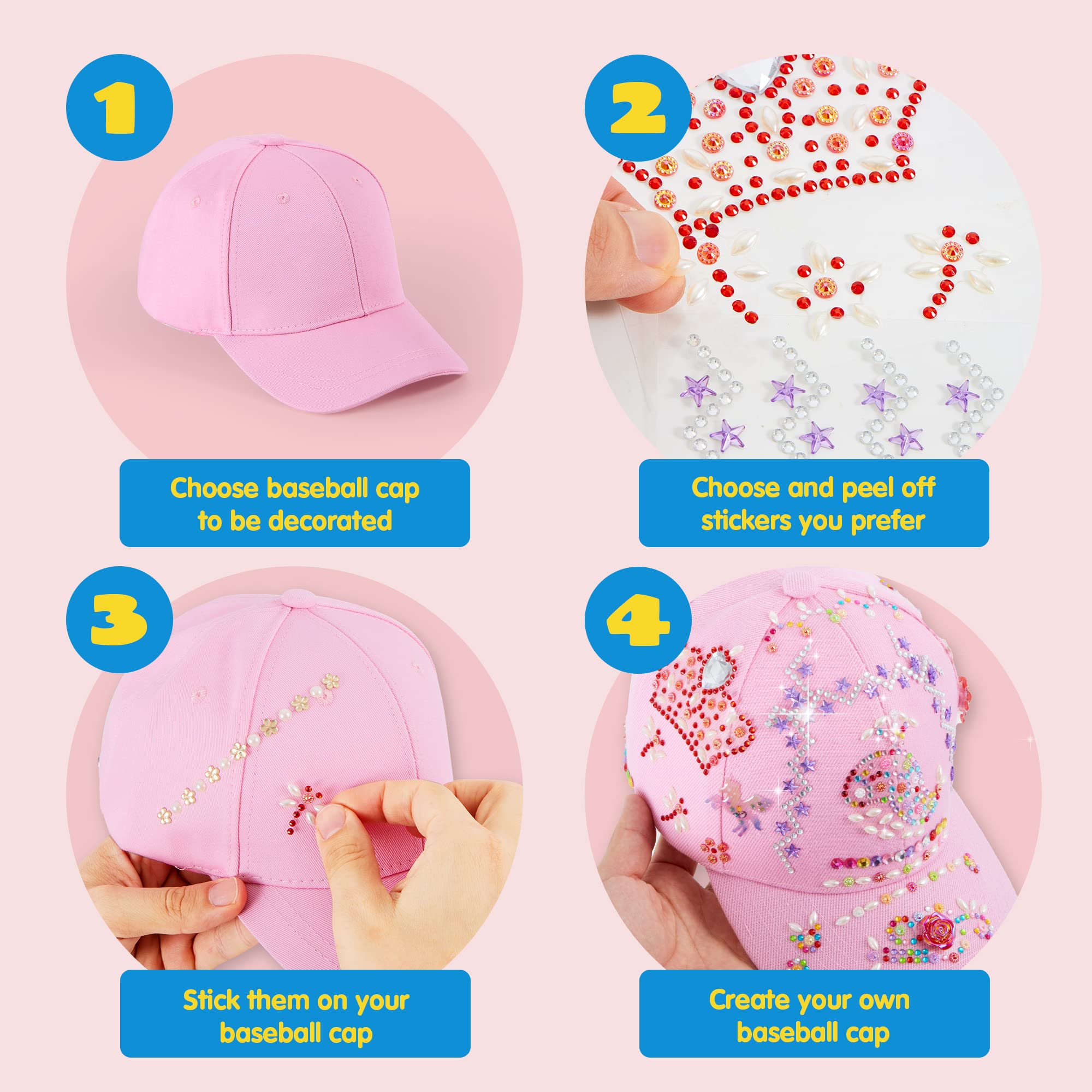 Joyfy Pink Baseball Art on Cap Set, Gem & Glitter Craft photo 5