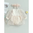 thumbnail image 4 of Bagilaanoe Newborn Baby Girl Rompers Dress Long Sleeve Bodysuits + Headband 6M 12M 18M 24M Infant Patchwork A-line Princess Dresses, 4 of 8