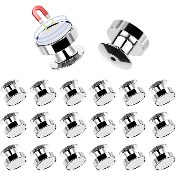 20pcs Magnetic Pin Backs, Metal Locking Pin Keepers Pin Locks Backs For Enamel Pins Display Locking Clasp Brooch Converters For Jackets Blazers Backpacks Gifts For Pin Collectors