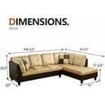 thumbnail image 2 of PonLiving Sectional Sofa, 102.5" 2 Piece Living Room Couch , L Facing Chaise, Microfiber with Faux Leather Beige, 2 of 6