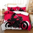 thumbnail image 1 of Motorcycle Girl Duvet Cover with Pillowcases Printed Bedding Set D with Zipper Closure Duvet Cover Set e, 1 of 5