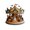 B, variant on Halloween Carousel Ornament, 20cm 2D Acrylic Figurine With Conical Striped Roof, Skeleton Clock Faces, Hanging Jack-O'-Lanterns, Black Cats, Bats And Ghost For Home Desk Shelf Tabletop Display