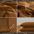 thumbnail image 4 of MooMee Duvet Cover Set Cal-King 100% Washed Cotton Twill Ultra-Soft Breathable Linen Like 3-Piece (Dark Orange, 104"x98"), 4 of 7