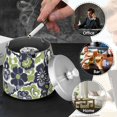 thumbnail image 4 of Yayeee Ashtray with Lid for Cigarette Smokeless Stainless Steel Home Ash Holder, Retro Floral Pattern, 4 of 7