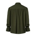 thumbnail image 5 of MIXUE Mens Casual Button Down Shirts Solid Color Ruffled Long Sleeve Loose Fit Casual Shirt Tops Daily-Wear,Green,M, 5 of 9