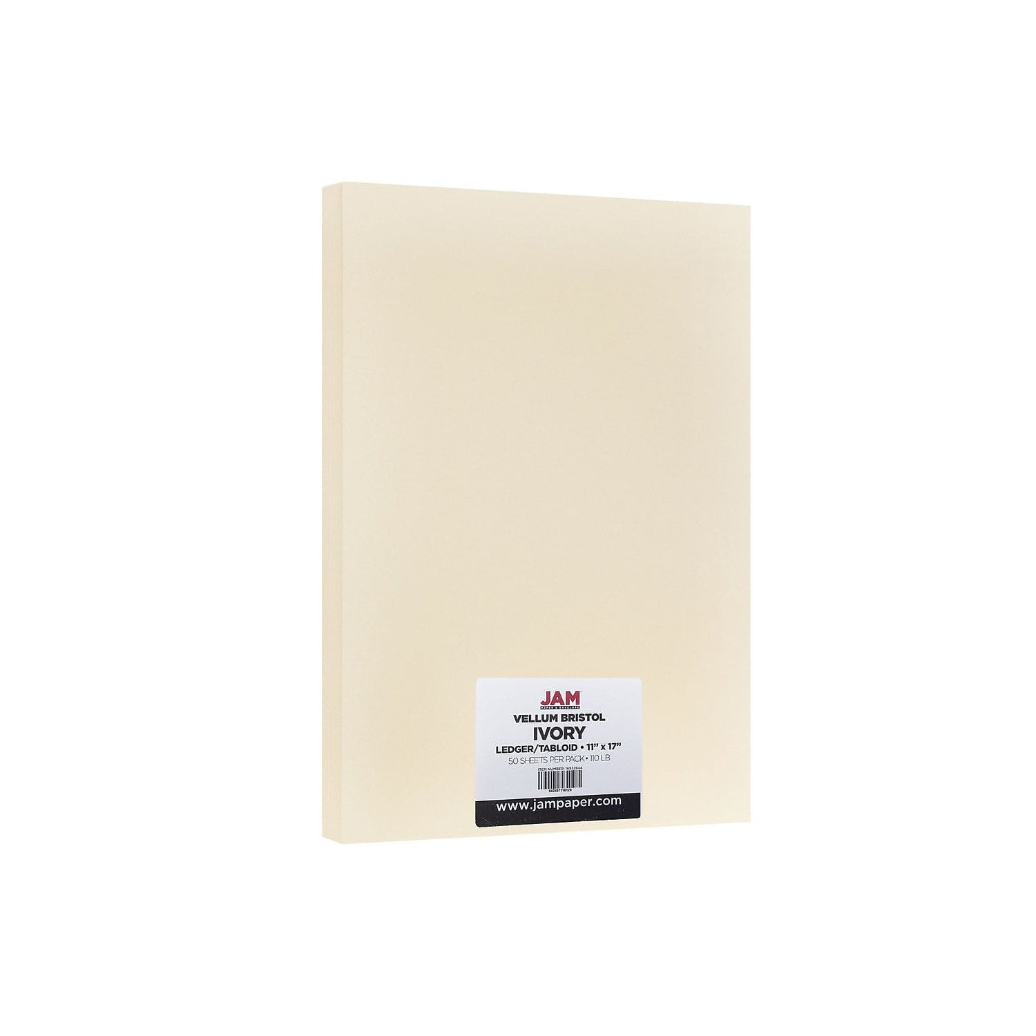 JAM Paper Vellum Bristol Cardstock, 11 x 17, 50/Pack, 110lb Ivory