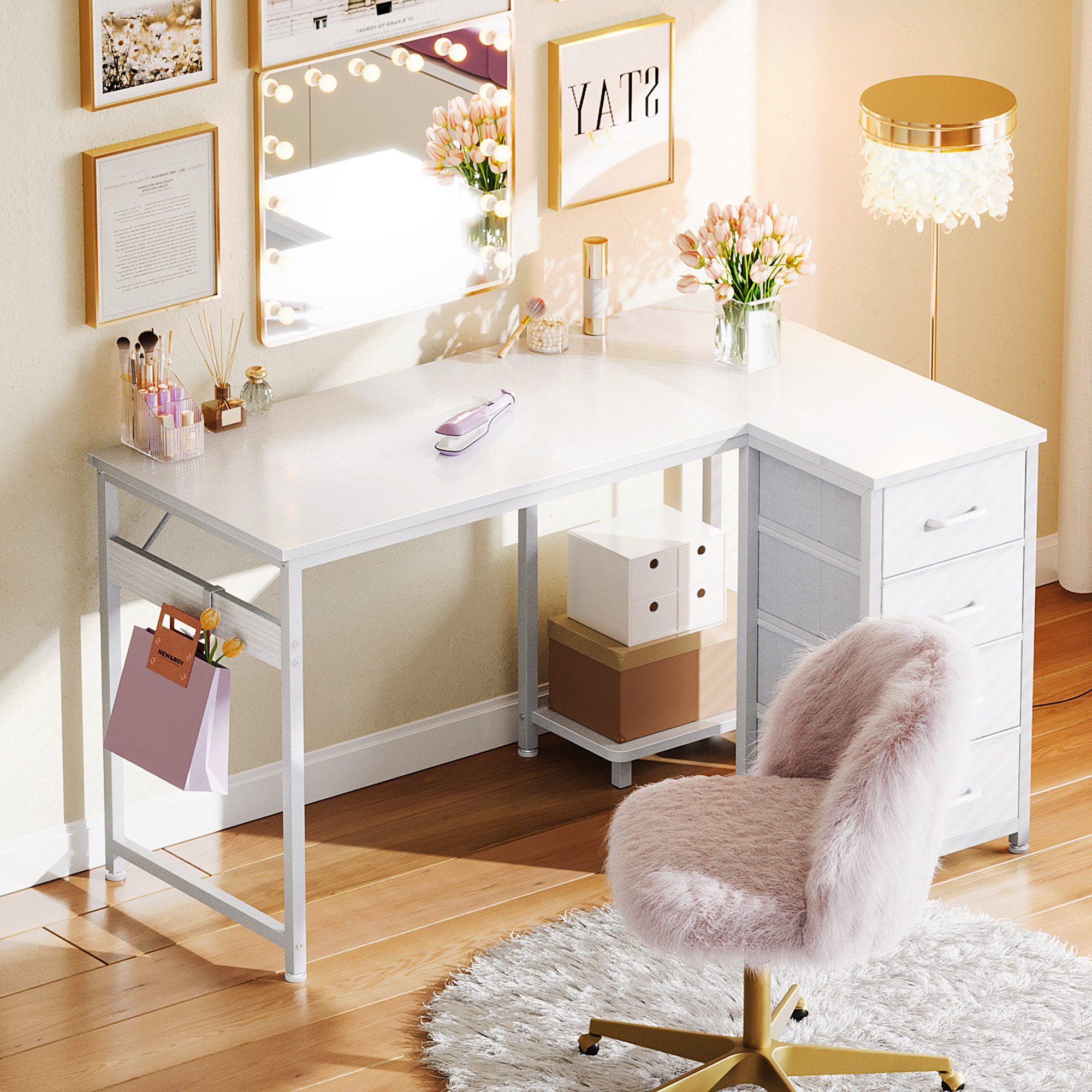 Casacomoda 48" Computer Desk with 4 Drawers, White photo 2