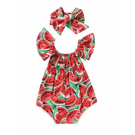 

Hirigin Cute Newborn Baby Girls Romper Bodysuit+Headband Clothes Sunsuit