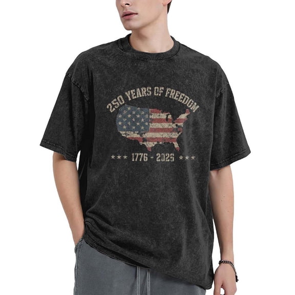 USPEED 250 Years of Freedom USA 250th Anniversary Vintage Oversized Shirt, Retro US Map Flag Patriotic Gift Tee for 4th of July Independence Day Casual T Shirts for Adult Men Women