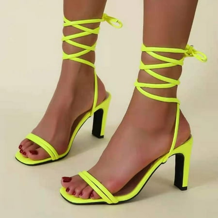 

Women s Shoes Solid Color Lacing Women s Hight-heeled Fashion Banquet Sandals