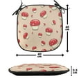 thumbnail image 4 of Mushroom Chair Seating Cushion, Amanita Toxic Mushroom Illustration Spotted Summer Season Woodland Forest, Soft Seat Pads for Office with Anti-slip Backing, 16"x16", Ivory Red Tan, by Ambesonne, 4 of 7