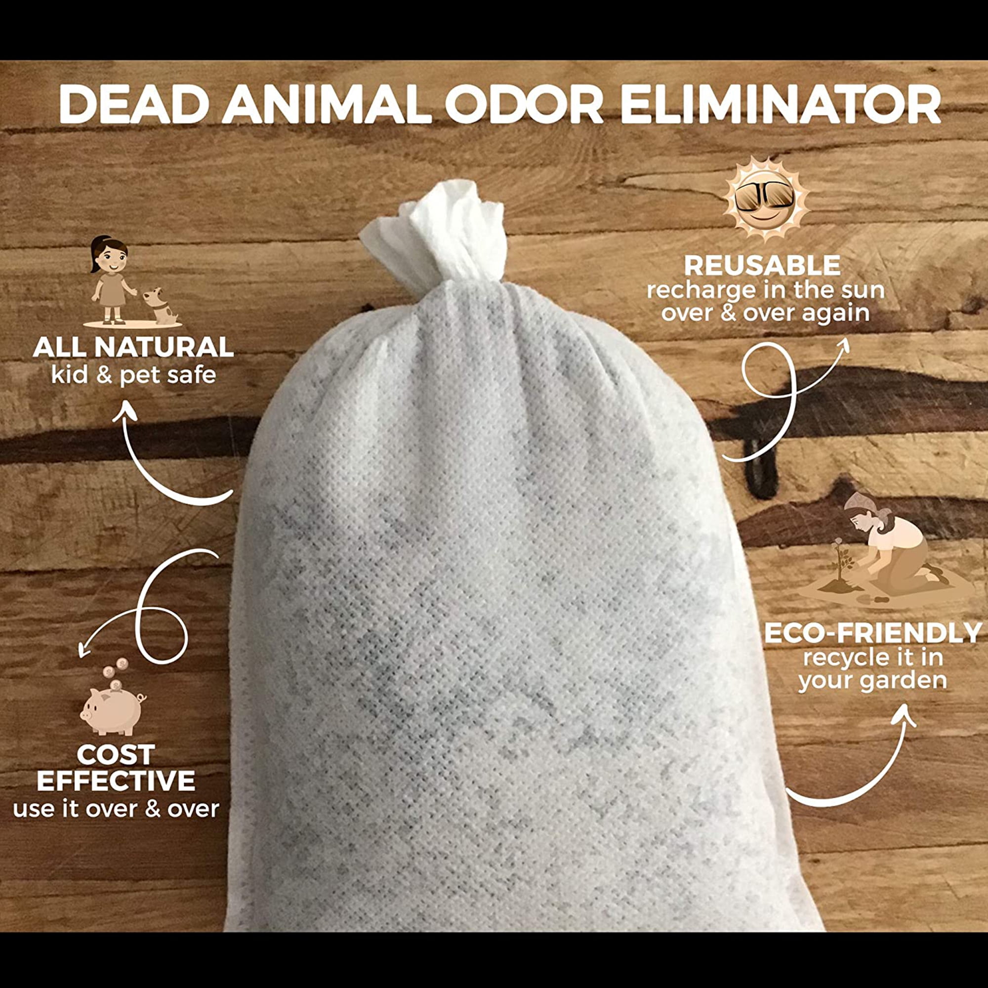 Nature's Pure Edge All Natural Odor Eliminator Reusable Dead Animal Deodorizing Pouch