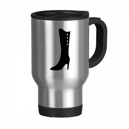 

Simple Graphics Black High Boots Outline Travel Mug Flip Lid Stainless Steel Cup Car Tumbler Thermos