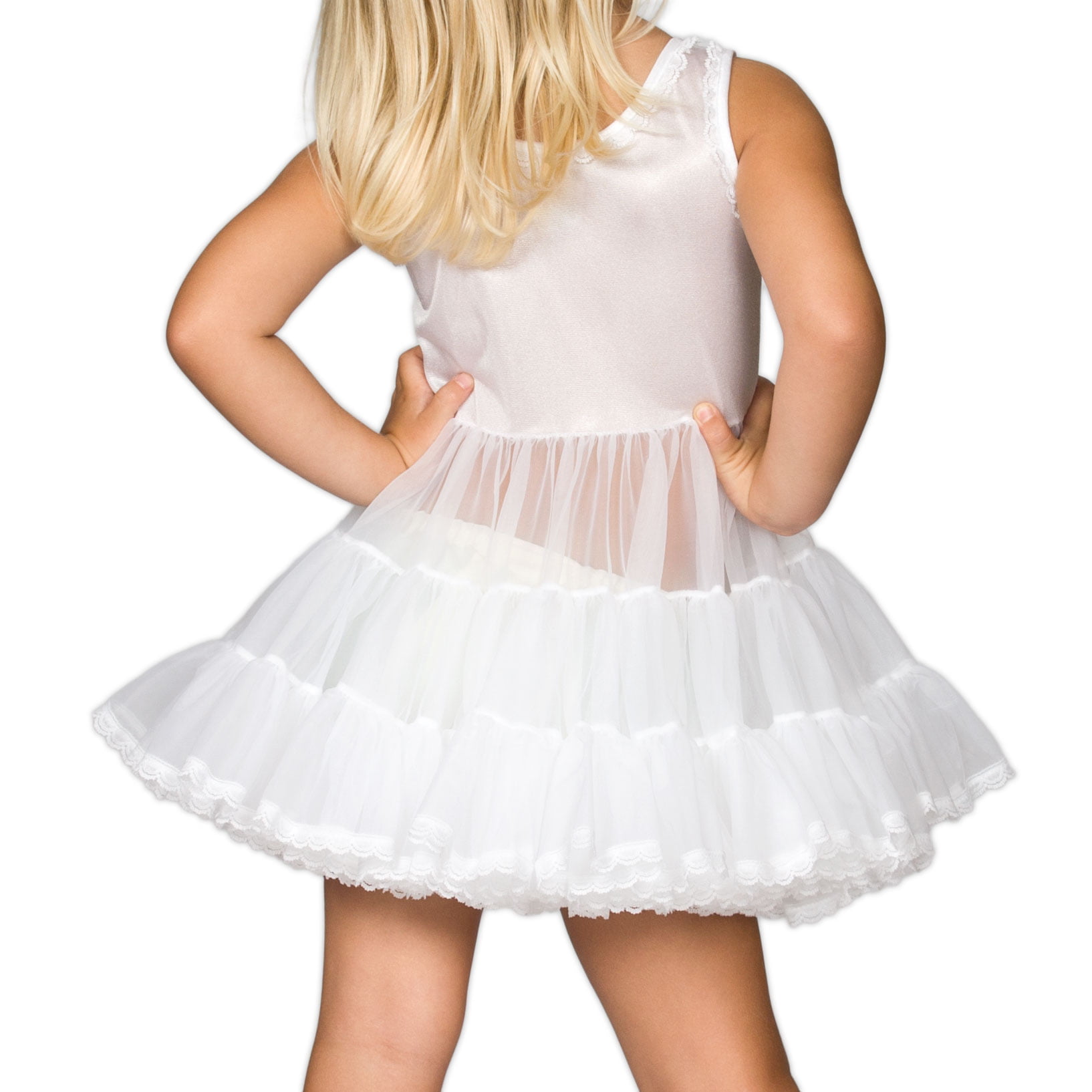 I.C 4-6X Collections Little Girls White 2 Layer Bouffant Slip Petticoat 