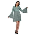 thumbnail image 1 of Moomaya Printed Mini Dress For Women Casual Wear Bell Sleeve Summer Clothing, 1 of 6