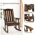 thumbnail image 4 of QISHENSHUI Outdoor Rocking Chair,Heavy Duty 600 LBS Wooden Rocking Bench with Comfortable Backrest,Weatherproof Patio Rocker with Ergonomic Design,Solid Fir Wood Rocking Chair for Patio,Garden,Rustic, 4 of 7