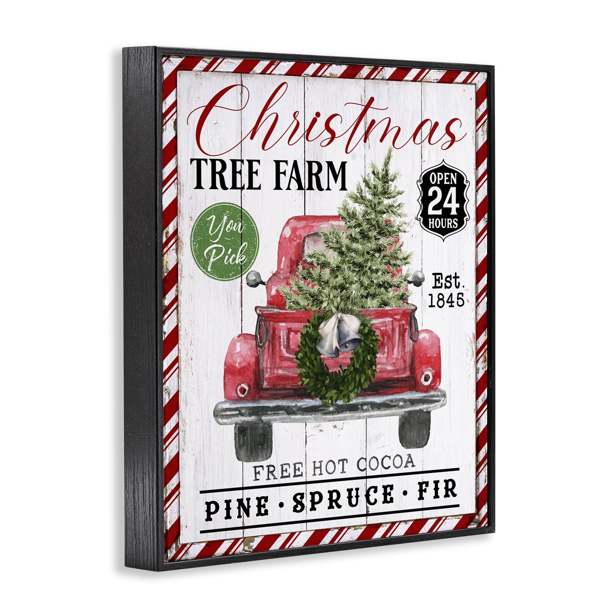 Stupell Industries Holiday Tree Farm Sign Holiday Painting Black Framed Art Prints Wall Art, 16 x 20