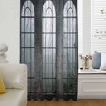thumbnail image 5 of Window Forest Sheer Curtains 63 Inches Long, Vintage Arched Black Green Light Filering Curtains, Breathable Simi Curtain Privacy Drapes for Living Room Bedroom Lightweight Window Treatment, 5 of 9