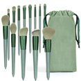 thumbnail image 1 of Green Kabuki Brush Set - 13 Premium Synthetic Makeup Brushes for Eyes, Face & Blush with Travel Bag Compatible. Ideal for Eyeshadow, Eyeliner, Powder, 1 of 4