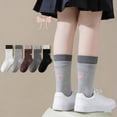 thumbnail image 2 of LckLvx Girls Crew Socks Color Block 5 Pack Cotton Breathable Dailywear School Casual Mid-Calf Socks 2-12 Years, 2 of 7
