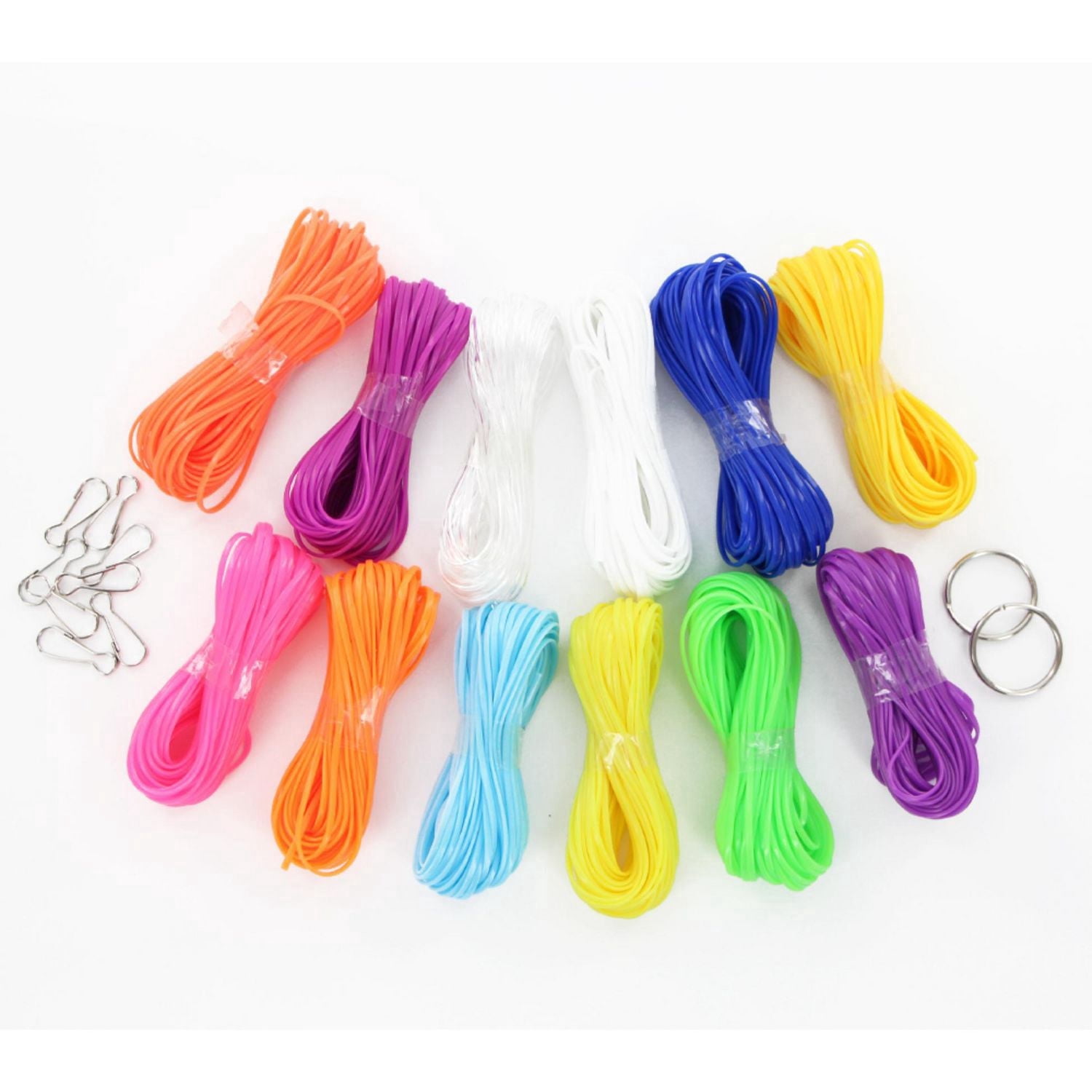 TINY HANDS Vibrant Plastic Lace – 12 Colours, 125 m (410 ft) Total, with Rings & Hooks