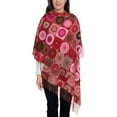 thumbnail image 1 of Foulard à Franges Mode pour Femmes, Châle Long Mandala Abstrait Rouge, Léger et Chaud, 1 of 6