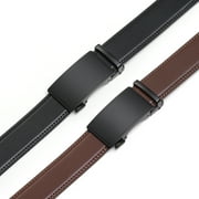 SENDEFN 2 Pack Ratchet Belt for Men,Mens Leather Belt in Gift Set Box for Dress Casual,Size Adjustable Trim to Fit