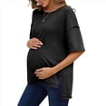 thumbnail image 1 of Camiseta Holgada de Algodón de Color Liso con Cuello Redondo y Aberturas Laterales, Talla XL, Color Negro, 1 of 6