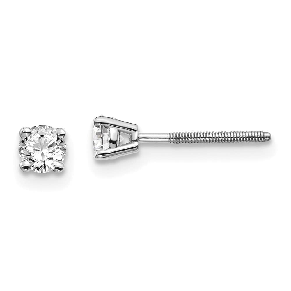 14K White Gold .30ct SI3 G-I Diamond Stud Thread On and Off Post Earrings