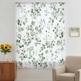 thumbnail image 3 of Botanical Leaf Print Sheer Curtains 96 Inches Long, Spring Emerald Foliage Eucalyptus Light Filering Curtains, Privacy Drapes Simi Floor to Veiling Curtain for Living Room Bedroom Window Treatment, 3 of 9