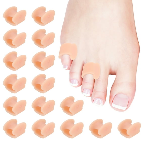 Uxcell Pinky Toe Spacers, Gel Toe Separator for Women & Men Single Loop Toe Spreader, Beige 12 Pcs