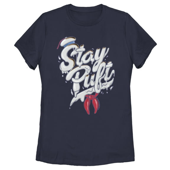Women's Ghostbusters Stay Puft Marshmallow Man Melt Graphic Tee Navy Blue Large