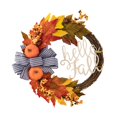 thumbnail image 2 of Corona de calabaza artificial para puerta de entrada, corona de otoño para cosechar en el exterior, ventana de Halloween, 40 cm x 40 cm, corona de, 2 of 9