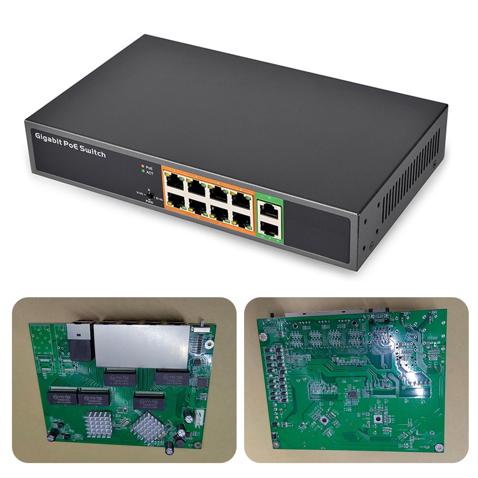 10 Port Gigabit Power Ethernet Switcher with 8 1000Mbps Unmanaged Networking Switcher for Home Networking