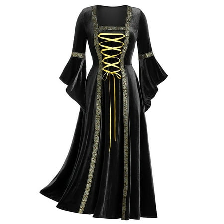 

Velvet Renissance Medieval Women s Dress Corset Trumpet Sleeve Floor Length Victorian Halloween Costume Cosplay