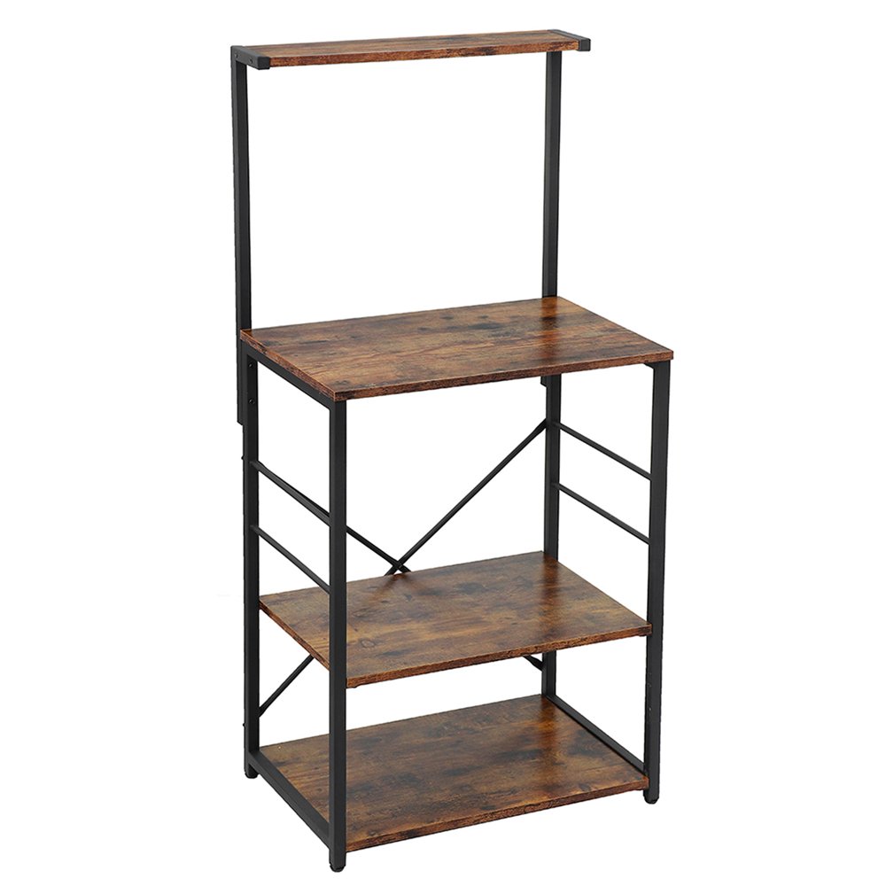 4/5Tier Wood Kitchen Storage Stand Bakers Rack Shelf With 4/6 Storage