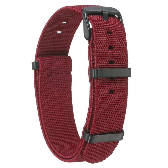 Uxcell Elastic Nylon Watch Band 18mm One-Piece French Watch Strap Waterproof Replacement Wristwatch Strap with Black Buckle for Men Women, Red