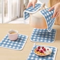 thumbnail image 5 of Blue White Plaid Pot Holders for Kitchen Heatproof Potholder, 3 Pack Gradient Geometric Buffalo Checkered Hot Pads Multipurpose Oven Pads Cloth Potholders Trivet for Cooking Baking, 5 of 8