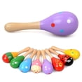 thumbnail image 1 of 8 Uds. Mini sonajeros de madera para Maracas, agitador de huevos, recuerdo de fiesta Musical para niños, agitador para bebé, juguete maraca de arena (patrón de colores aleatorios), 1 of 5
